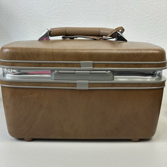 Vintage Samsonite Profile II Brown Carry On Makeup Case Mirror Tray Made In USA - Picture 5 of 12